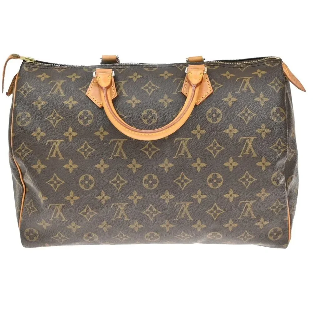LOUIS VUITTON Speedy 35 Travel Hand Bag Monogram Leather Brown